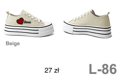 Trampki damskie L-86.BEIGE (36/41,12par)