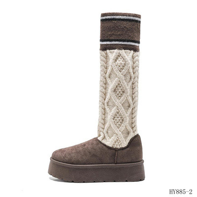 Botki damskie HY885-2.BROWN ocieplane (36/41,12par)