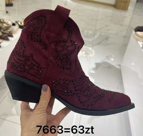 Botki damskie ocieplane 7663.BORDO (36/41,12par)