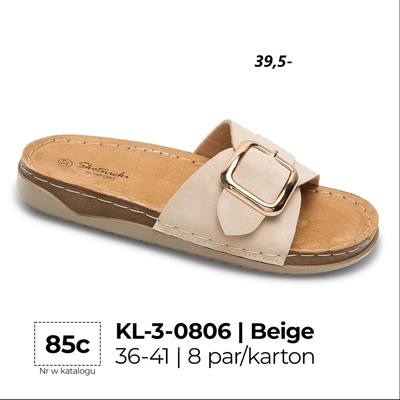 Klapki damskie 3-0806.BEIGE (36/41,8par)