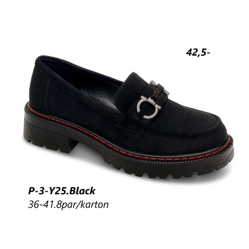 Półbuty damskie 3-Y25.BLACK (36/41,8par)