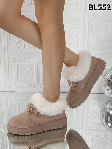 Botki damskie ocieplane BL552.KHAKI (36/41,12par)