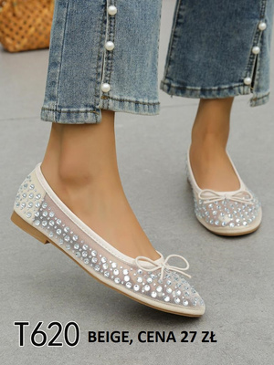 Balerinki damskie T620.BEIGE (36/41,12par)