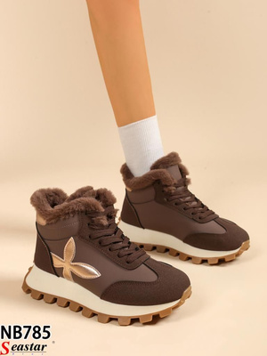 Botki damskie ocieplane 7ANB785.BROWN  (36/41,12par)