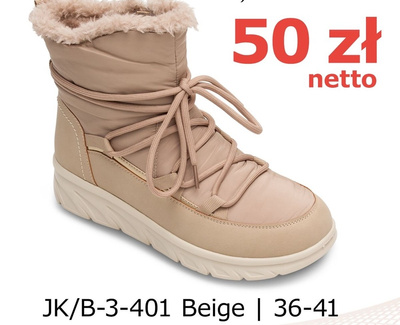 Botki damskie ocieplane B-3-401.BEIGE (36/41,12par)