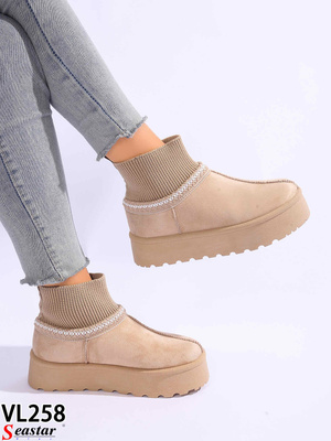 Botki damskie ocieplane VL258.BEIGE (36/41,12par)