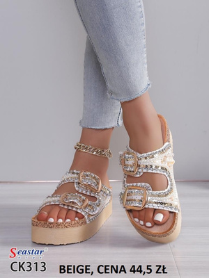 Klapki damskie CK313.BEIGE (36/41,12par)