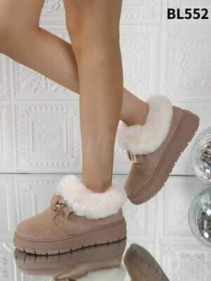Botki damskie ocieplane BL552.KHAKI (36/41,12par)