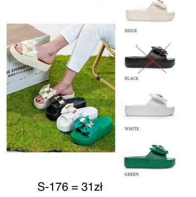 Klapki damskie 7AS-176.BEIGE WHITE GREEN (36/42,12par)