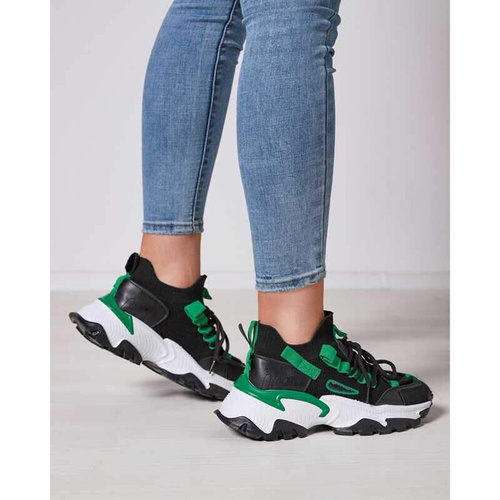 Buty sportowe damskie A88-121.BLACK/GREEN (36/41,12par)