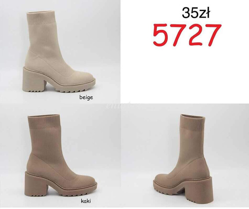 Botki damskie 7A5727.BEIGE, KHAKI (36/41,12par)