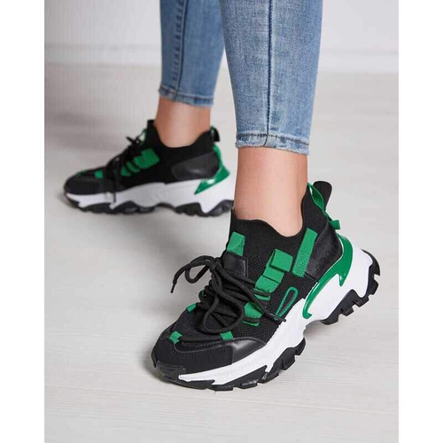 Buty sportowe damskie A88-121.BLACK/GREEN (36/41,12par)