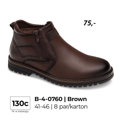Trzewiki męskie 9AB-4-0760.BROWN (41/46,8par)