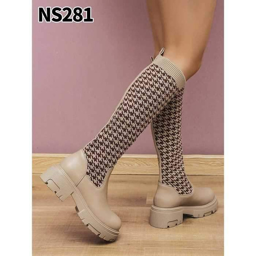 Kozaki damskie NS281.KHAKI Ocieplany (36/41,12par)