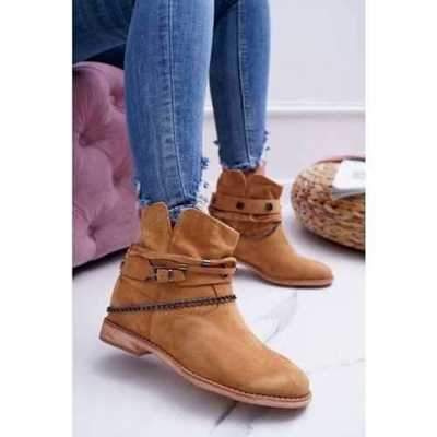 Botki damskie 7AA3705-32.CAMEL Ocieplane (36/41,12par)