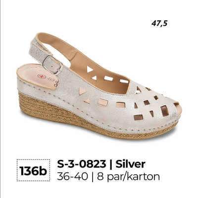Sandały damskie 3-0823.SILVER (36/40,8par)