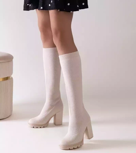 Kozaki damskie nieocieplane 168-381.BEIGE (36/41,12par)