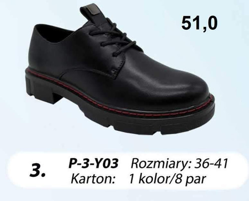 Półbuty damskie 7AP-3-Y03.BLACK (36/41,8par)