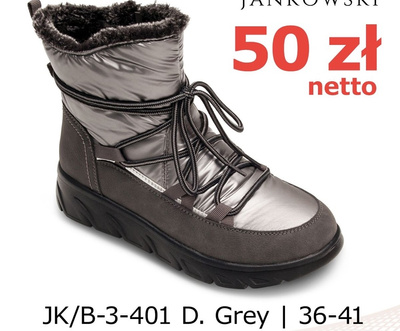 Botki damskie ocieplane B-3-401.DGREY (36/41,12par)