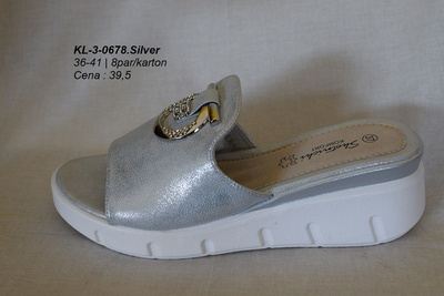 Klapki damskie 3-0678.SILVER (36/41,8par)
