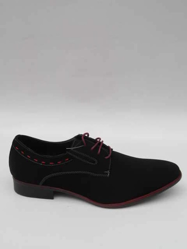 Półbuty męskie nadwymiary 11AES516-2.BLACK/RED (47/49,6par)