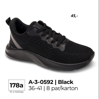 Buty sportowe damskie 3-0592.BLACK (36/41,8par)