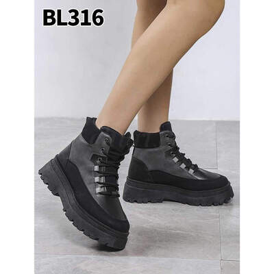 Botki damskie  7ABL316.BLACK   Ocieplane  (36/41,12par)