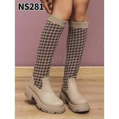 Kozaki damskie NS281.KHAKI Ocieplany (36/41,12par)