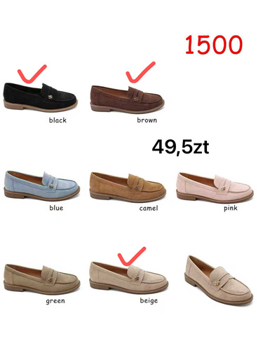 Półbuty damskie 7A1500.KOLORDOWYBORU (36/41,12par)