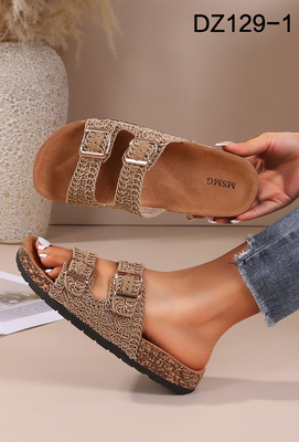 Klapki damskie 7ADZ139-1.KHAKI (36/41,12par)