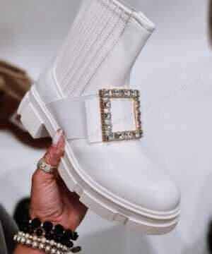 Botki damskie ocieplane D7881.WHITE (36/41,12par)