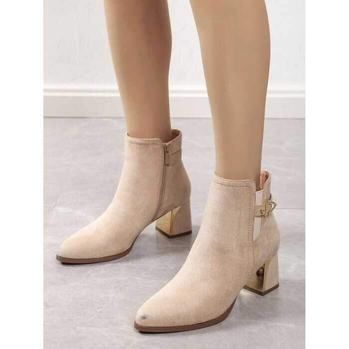 Botki damskie 7AUK151.BEIGE Ocieplane (36/41,12par)