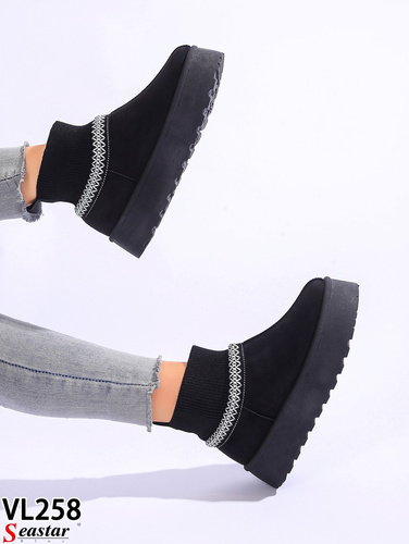 Botki damskie ocieplane VL258.BLACK (36/41,12par)