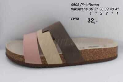Klapki damskie 7A0508.PINK/BROWN (36/41,8par)