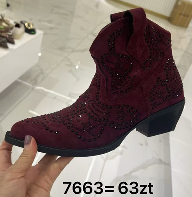 Botki damskie ocieplane 7663.BORDO (36/41,12par)