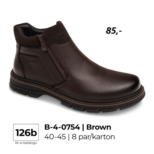 Trzewiki męskie 9AB-4-0754.BROWN (41/46,8par)