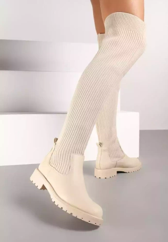 Kozaki damskie ocieplane F68135.BEIGE (36/41,12par)