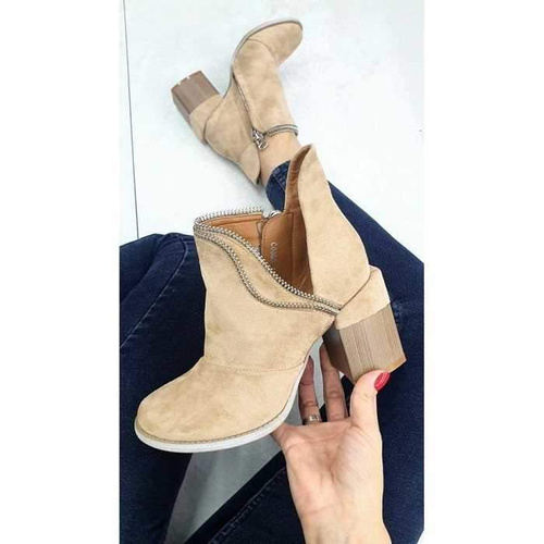 Botki damskie A5713.KHAKI Nieocieplane (36/41,12par)