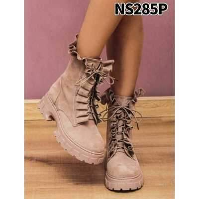 Botki damskie ocieplane NS285.KHAKI  (36/41,12par)