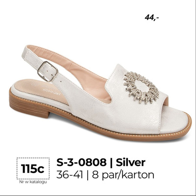 Sandały damskie 3-0808.SILVER (36/41,8par)