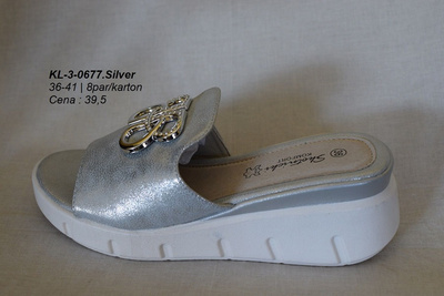 Klapki damskie 3-0677.SILVER (36/41,8par)
