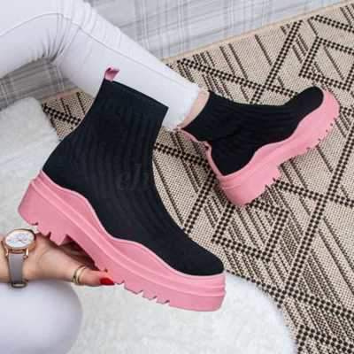 Botki damskie  7ASSY53-15.BLACK/PINK (36/41,12par)