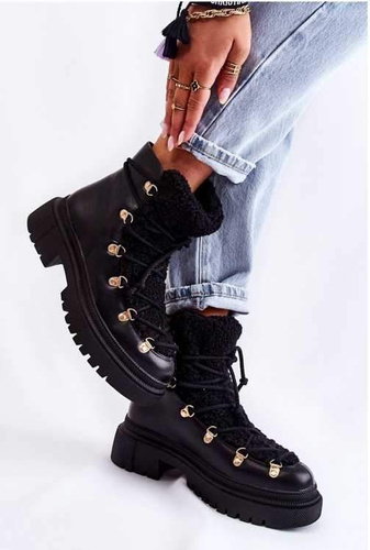 Botki damskie JJ35.BLACK Ocieplane (36/41,12par)
