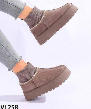 Botki damskie ocieplane VL258.KHAKI (36/41,12par)