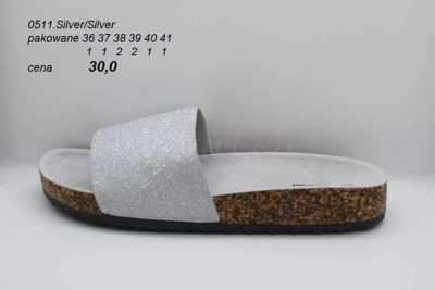 Klapki damskie 7A0511.SILVER/SILVER (36/41,12par)