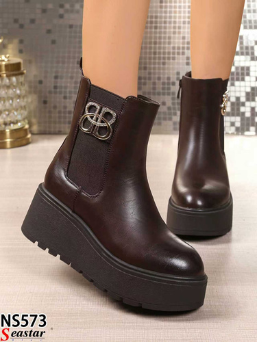 Botki damskie ocieplane NS573.BROWN (36/41,12par)