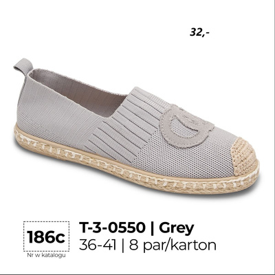 Balerinki damskie 3-0550.GREY (36/41,8par)