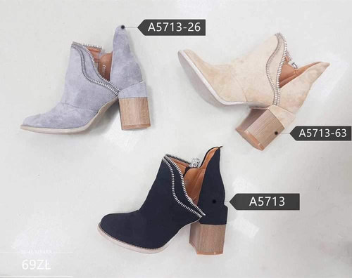 Botki damskie A5713.KHAKI Nieocieplane (36/41,12par)