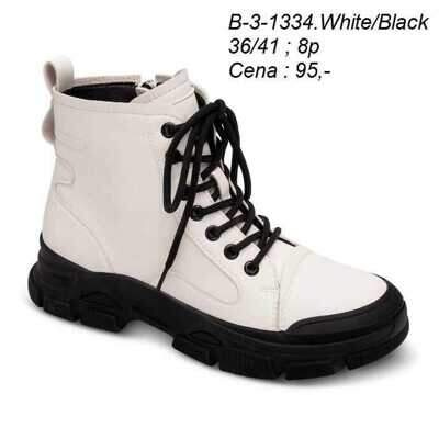 Botki damskie 7AB-3-1334.WHITE/BLACK (36/41,8par)