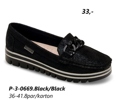 Półbuty damskie 3-0669.BLACK/BLACK (36/41,8par)